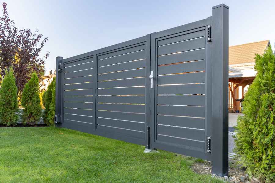 Aluminiumtor 2-flügelig, Anthrazit Metallic hochwetterfest pulverbeschichtet