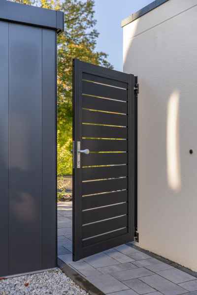 Aluminiumtor 1-flügelig, Anthrazit Metallic hochwetterfest pulverbeschichtet